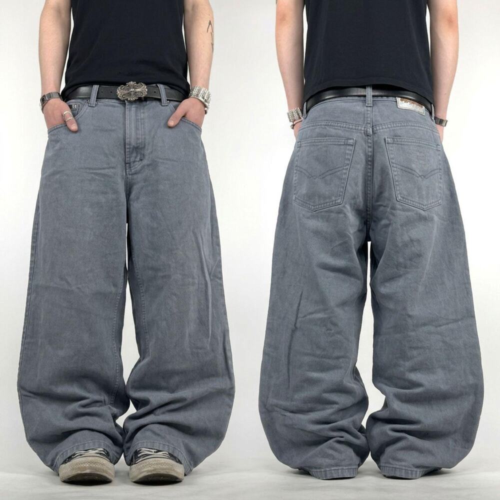 Vintage y2k rare grunge faded stonewash baggy cyber wide leg jeans